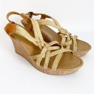 Seychelles - Natural Nude Dogwood Cork Wedge Woven Fibre Sandal Size 11